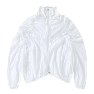 CryingCenter白色褶皱抽绳结构感长袖外套上衣防晒衣哭喊中心