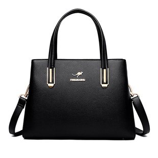 品牌正品袋鼠真皮包包女士手提包2025新款中年妈妈大容量斜挎包