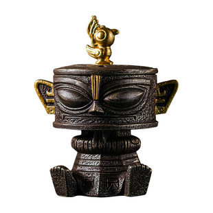 三星堆文创香炉纵目面具青铜神鸟香道摆件盘香薰炉旅游纪念品礼物