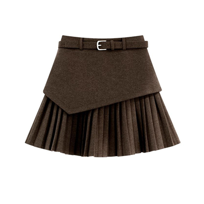 秋冬新款复古拼接假两件半身裙