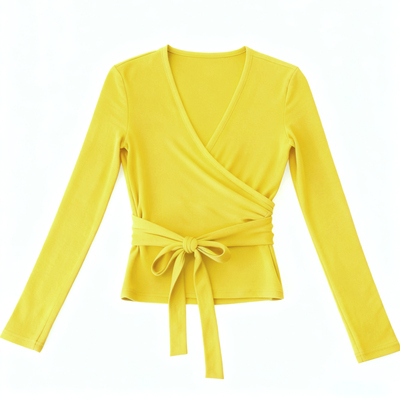 SLENDDY性感V领瑜伽服上衣女修身长袖训练健身运动罩衫S3007