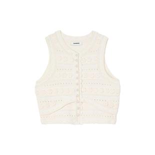 SANDRO博主同款2025春夏女装法式气质时尚立体绣花镂空针织开衫