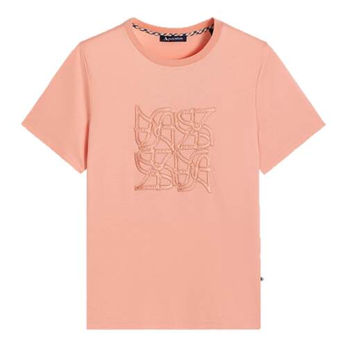 Aquascutum/雅格狮丹春夏新品女时尚休闲纯棉字母图案短袖T恤气质