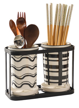 赫本风网红筷子筒好看陶瓷筷子桶高颜值家用厨房筷子勺沥水收纳盒