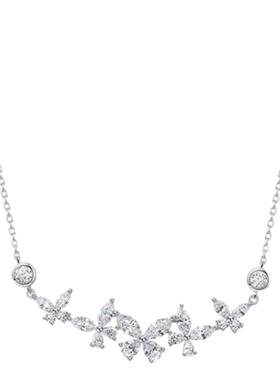 微笑小蝴蝶锦簇钻石项链女925银