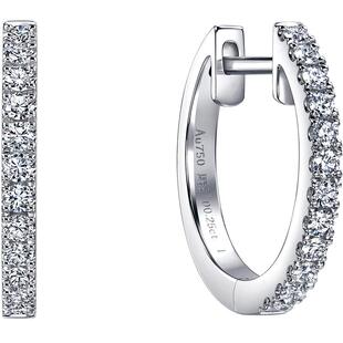 周生生18K白色黄金Daily Luxe圆形排钻耳环耳饰女95423E