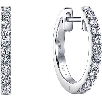 周生生18K白色黄金Daily Luxe圆形排钻耳环耳饰女95423E