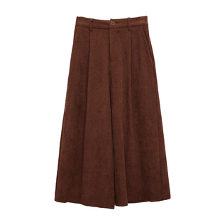 花吉L055咖色灯芯绒高腰复古百搭七分裤女2026新款秋弹性休闲裤