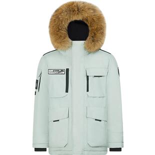 【鹅绒】波司登冬情侣款极寒保暖加厚毛领连帽羽绒服工装风外套