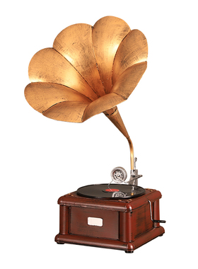 现代轻奢复古留声机装饰摆件铁艺