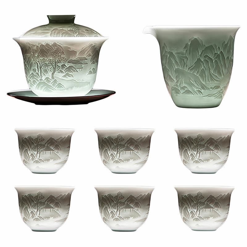 景德镇茶具套装陶瓷盖碗泡茶杯茶壶家用高档轻奢礼物礼盒官方新款