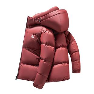 鸭鸭男士2025冬季新款羽绒服休闲百搭面包服防风保暖短款红色外套