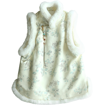 云澍新中式立领桑蚕丝马夹獭兔毛