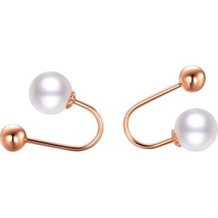 潮宏基珠宝珍缀红18k金螺丝珍珠耳钉玫瑰金一款多戴生日生日