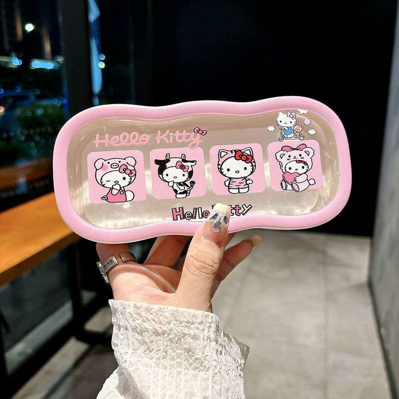 磁吸近视眼镜盒可爱kt猫学生便携随身儿童可爱凯蒂Kitty透明防压