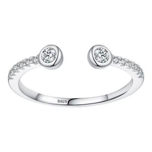 TUZI培育钻石小众开口戒指环女925纯银戒2mm叠戴钻戒简约设计推荐