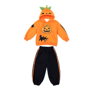 万圣节加绒南瓜服卫衣cos服装秋冬季幼儿园男女童元旦舞蹈演出服