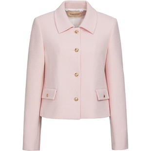 宝姿PORTSPURE女装2026早春新品箱型小香风翻领短外套