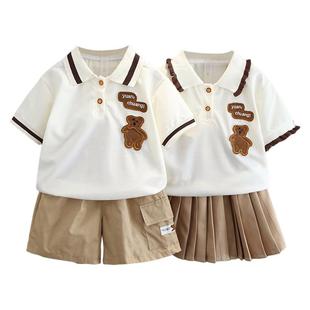 儿童夏季兄妹姐弟装男女童学院风套装2026新款六一幼儿园表演服潮