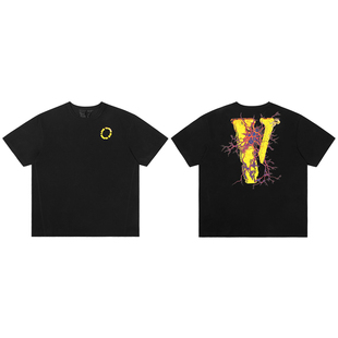 VLONE 破壁雷芒背面大LOGO印花水洗宽松短袖T恤 男女同款