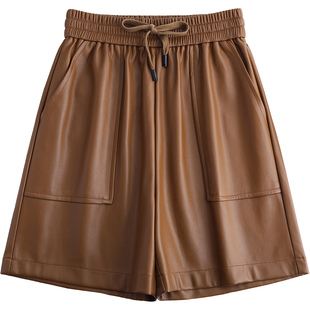 工装风五分裤皮短裤女秋冬高腰显瘦a字靴裤阔腿宽松休闲中裤马裤