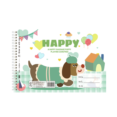 梦瑾2025新款A4加厚线圈图画本高颜值腊肠小狗一二三年级专用美术画画纸幼儿园儿童空白绘画本子学校统一批发