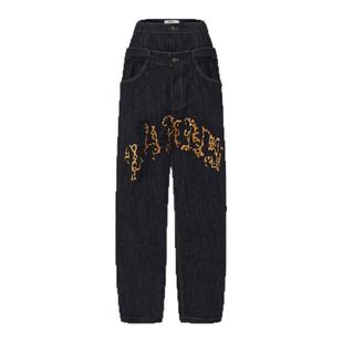 24ANS LTD 已有10年专注于做服装设计｜双腰微掉档刺绣牛仔裤