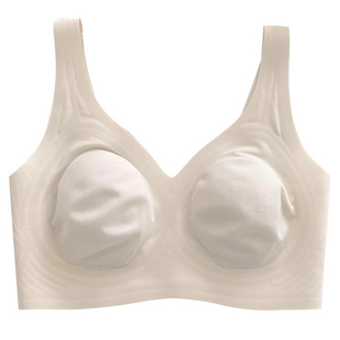 不闷热背心式超薄兔耳朵大胸显小无痕无钢圈美背内衣女宽肩带胸罩