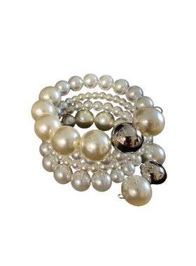 复古小众珍珠多圈缠绕手镯百搭