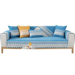 新款雪尼尔沙发垫四季通用加厚坐垫子防滑贵妃直排脚踏靠背套罩巾