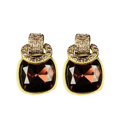 中古925银针女水晶锆石复古耳钉