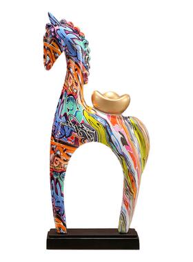 2026马年彩马摆件大号客厅书房电视柜入户玄关竖高艺术装饰品礼物