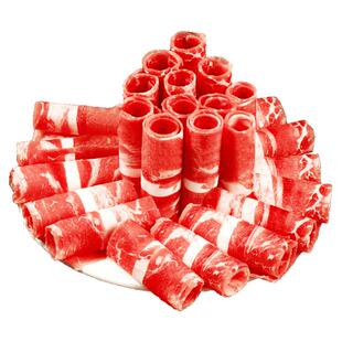 安格斯谷饲原切肥牛卷雪花牛肉卷烤肉火锅食材新鲜商用批发牛肉片
