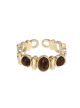 鱼头星星轻奢感简约复古虎眼石百搭指环戒指女生礼物官方正品饰品