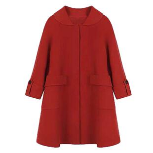 双面羊毛大衣女中长款2025秋冬新款气质赫本风减龄娃娃领毛呢外套