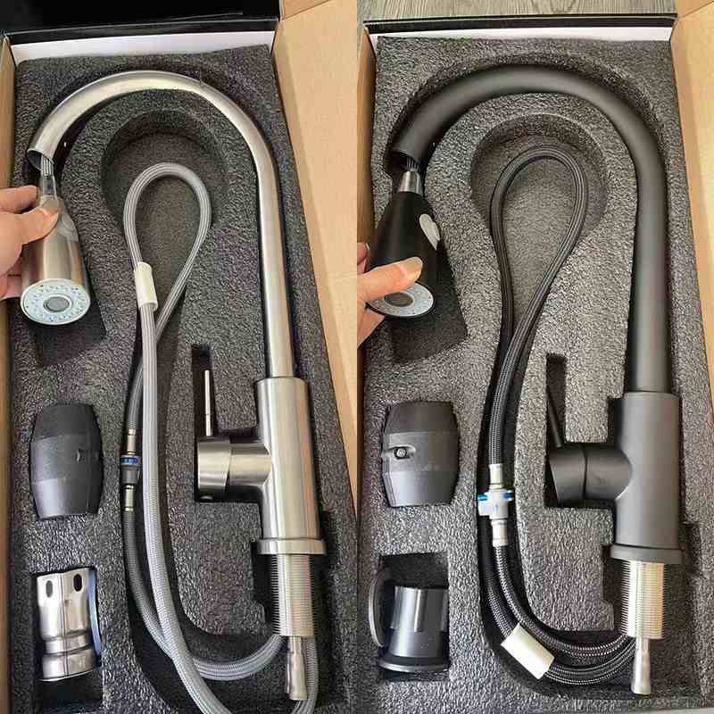 304不锈钢厨房伸缩拉伸洗菜盆盘龙头 平三通抽拉式家用冷热水龙头