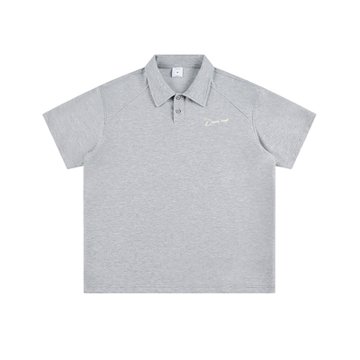 Dream made 美式cleanfit正肩灰色polo衫短袖t恤男款夏季男生上衣