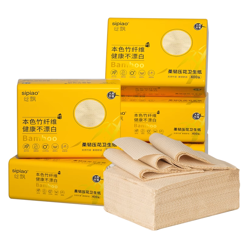 丝飘U品本色柔韧压花卫生纸大包厕纸平板家用实惠装整箱厕所草纸