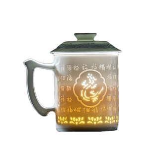 景德镇陶瓷泡茶杯高档影青玲珑瓷办公杯家用茶水分离水杯送礼礼盒