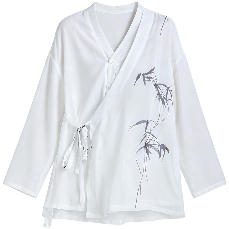 华丽独秀现代舞练功服长袖上衣中式衬衫套装剑舞宽松舞蹈服演出服
