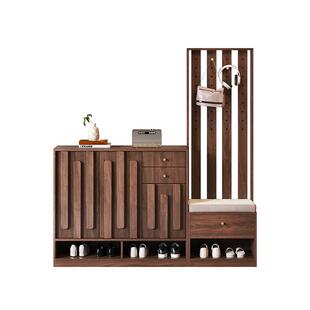 实木入户鞋柜玄关柜家用门外走廊电梯口储物柜可坐换鞋凳挂衣一体