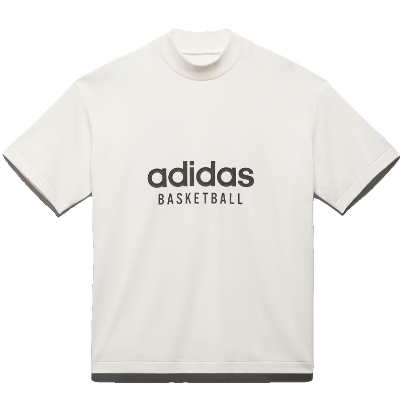 adidas阿迪达斯男女短袖BASKETBALL简约宽松半高领休闲T恤IA3448
