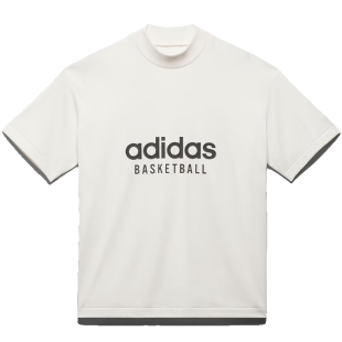 adidas三叶草短袖男女款BASKETBALL简约宽松半高领休闲T恤IA3448