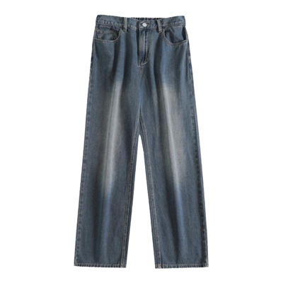 【春季热销】烟黑色宽松牛仔裤男