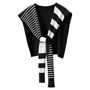 2024条纹针织外搭小披肩女韩版百搭装饰假领子围巾春夏秋搭肩原创
