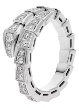 闪钻灵蛇形戒指女轻奢小众银色开口指环质感简约百搭潮酷