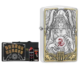 ZIPPO打火机暗黑秘典-十二生肖官方正品煤油收藏级镀银鎏金盔甲机