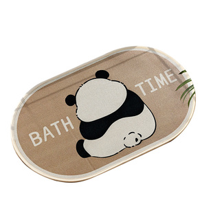 卡通仿亚麻浴室地垫吸水速干卫生间门口防滑脚垫厕所家用地毯门垫