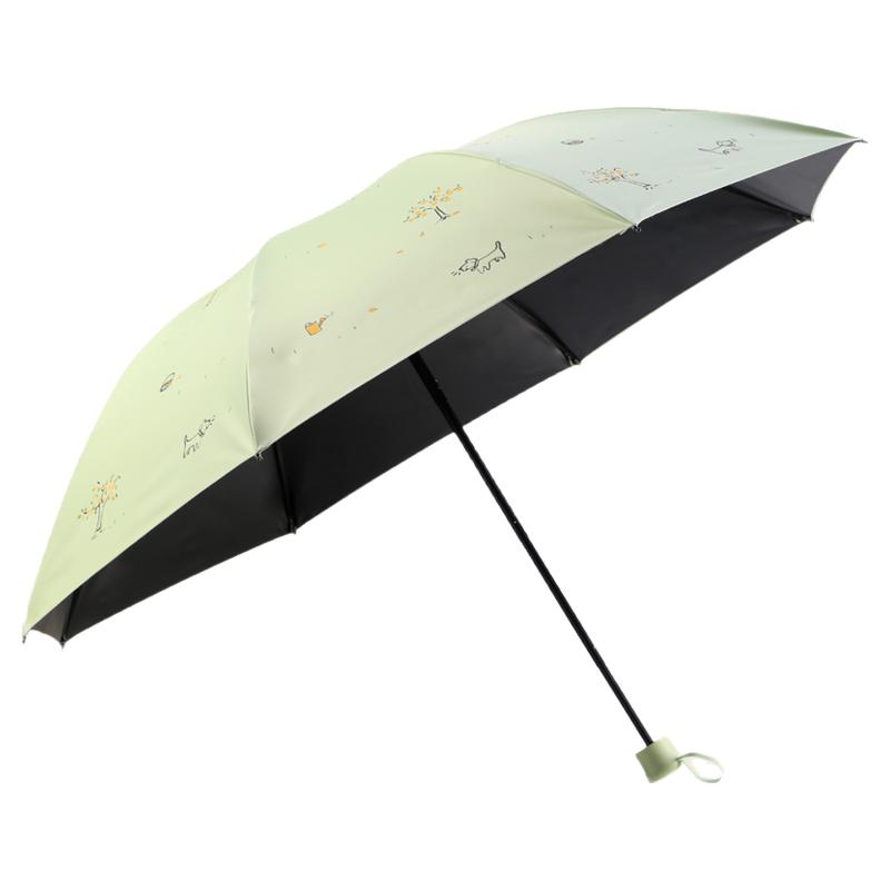 天堂伞晴雨两用防晒双人加大加固三折叠伞黑胶遮阳伞男女士太阳伞