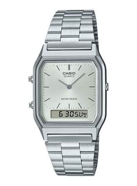 casio卡西欧手表男复古小方块学生双显石英电子非机械AQ-230A-7A